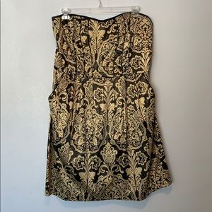 Plus size Gold and black strapless dress